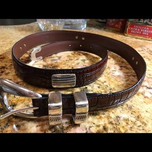 Johnston & Murphy black leather & silver belt